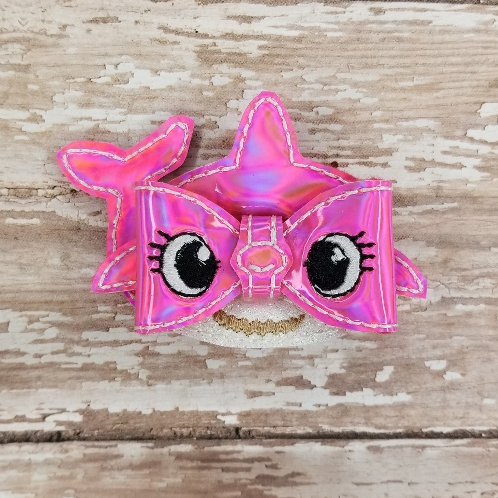 Baby Shark 3d Hairbow / embroidery vinyl pink